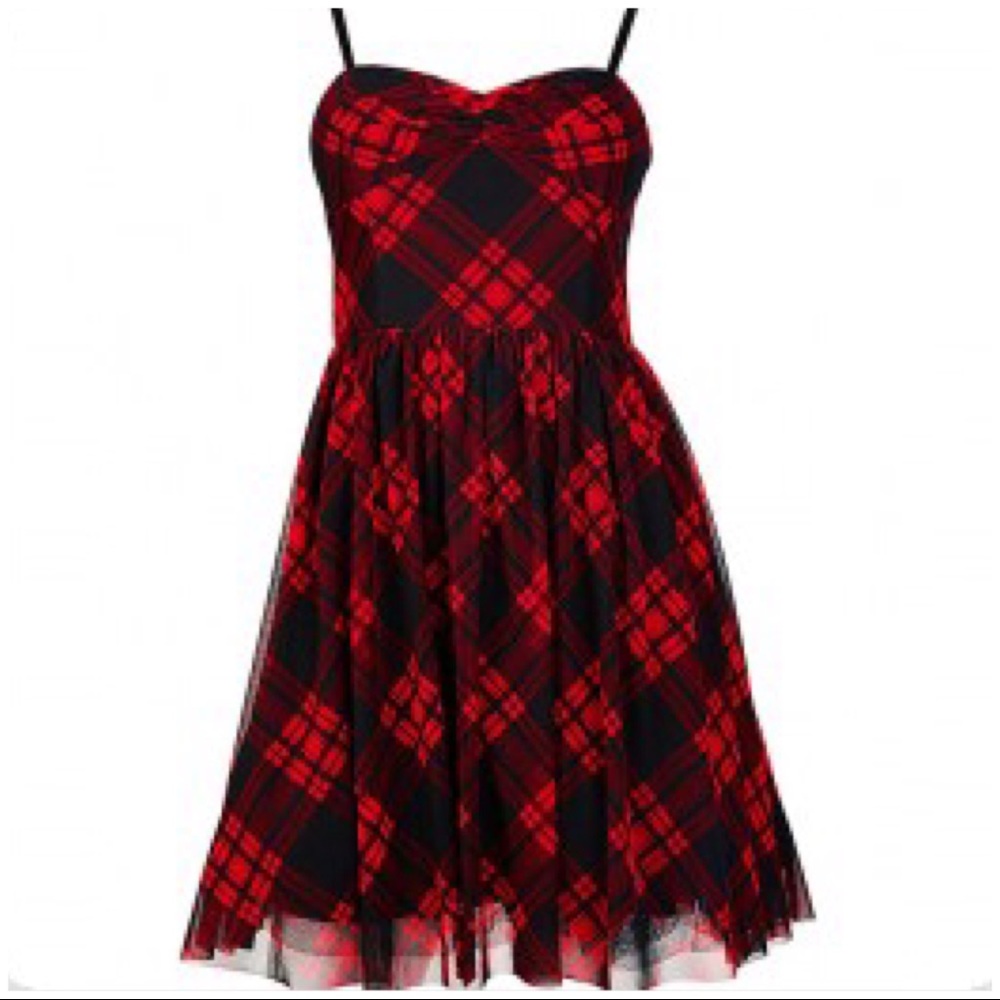 BETSEY JOHNSON Red-Black Plaid Skater Party Dress - Picture 4 of 6